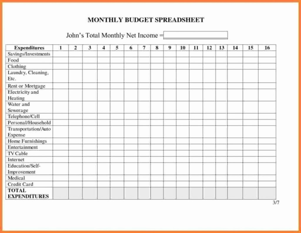 Catch Monthly Bill Paying Worksheet