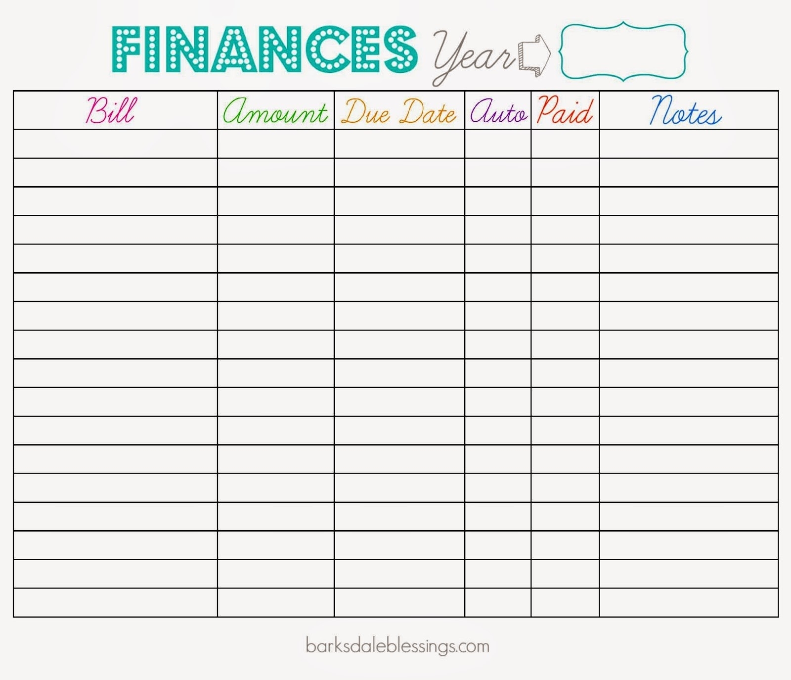 Catch Monthly Payment Calendar Printable