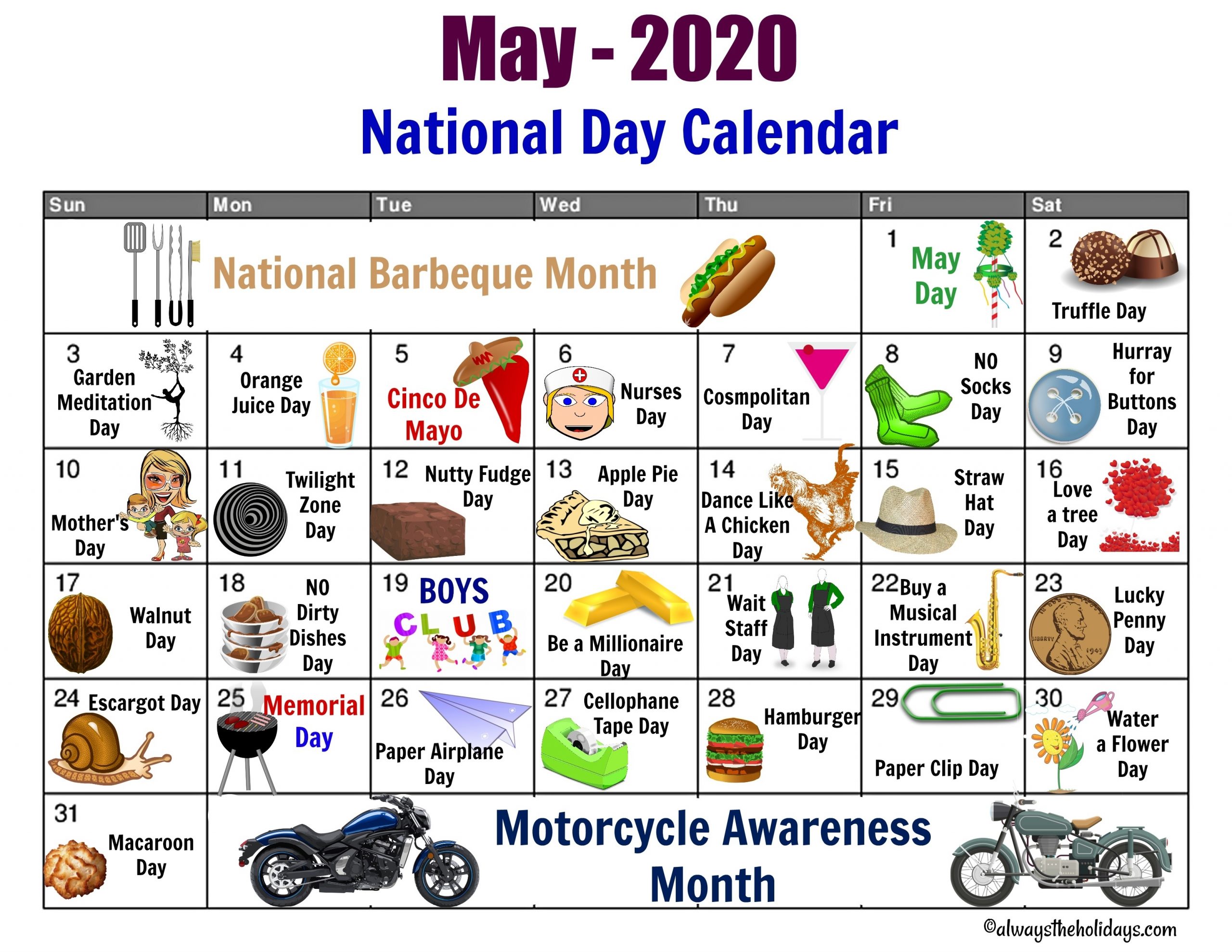 Catch National Food Day Calendar Printable