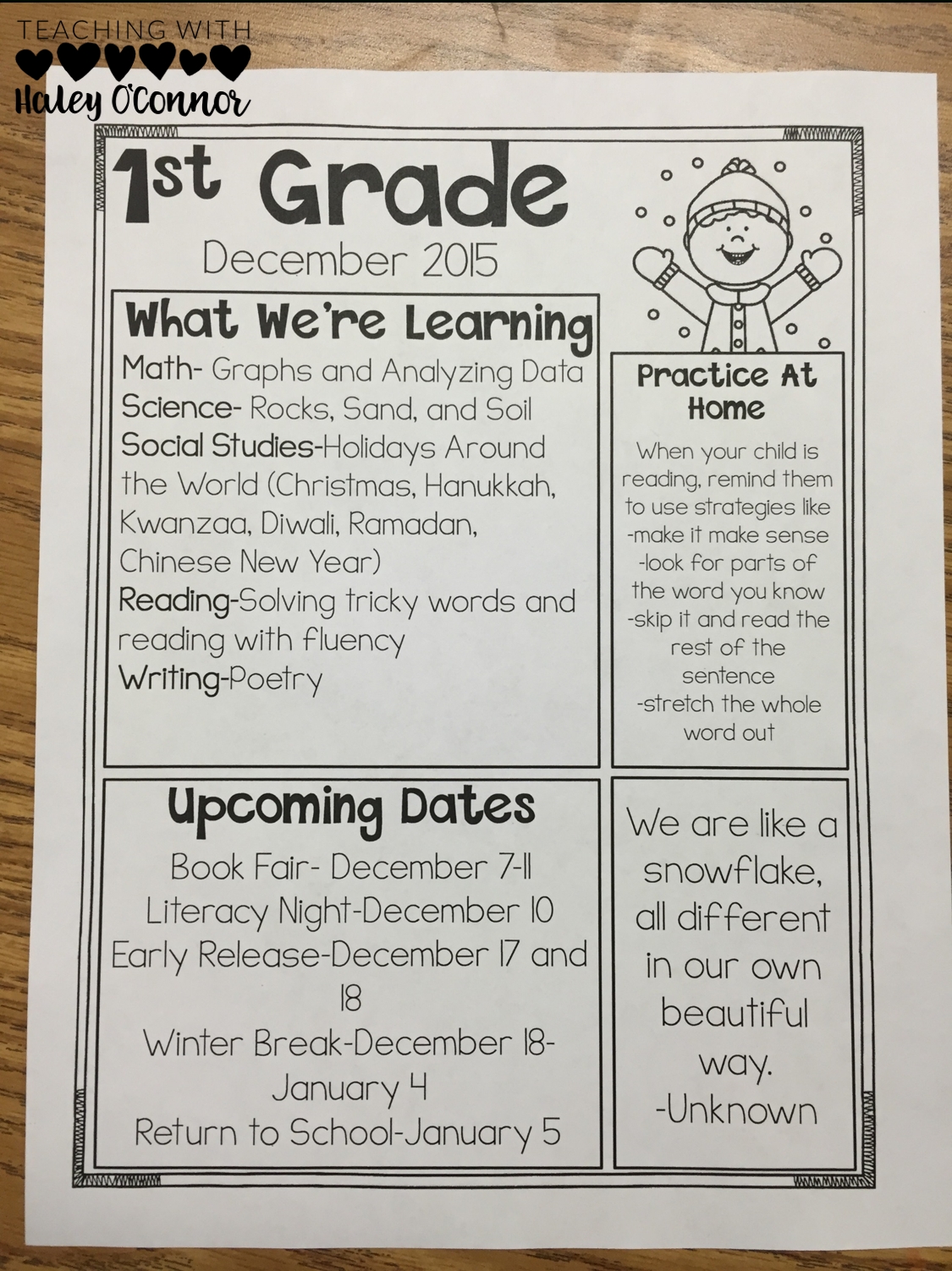 Catch Newsletter For Class 1St