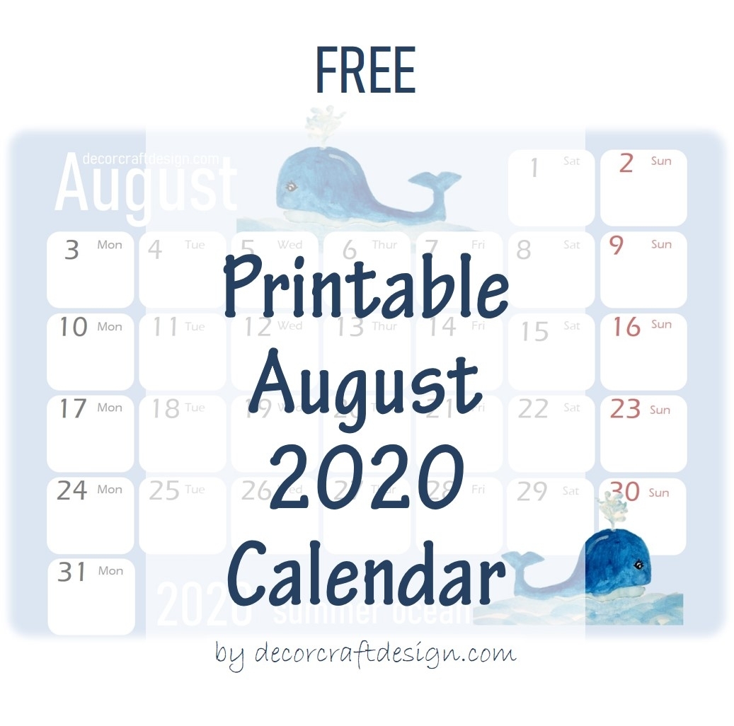 Catch Ocean Themed Printable Calendar