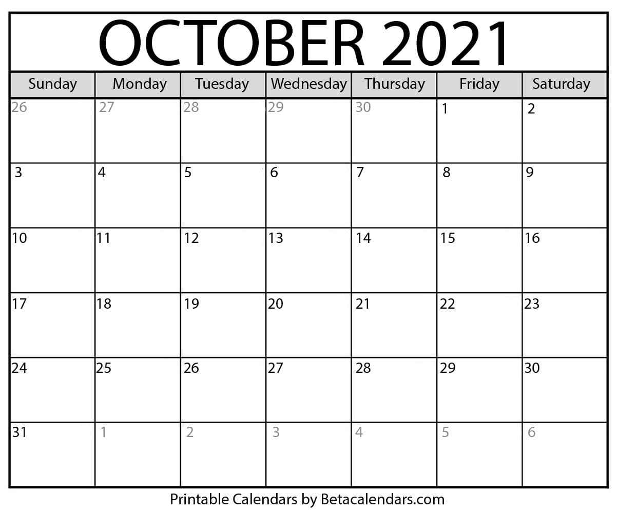 Catch October 2021 Calendar