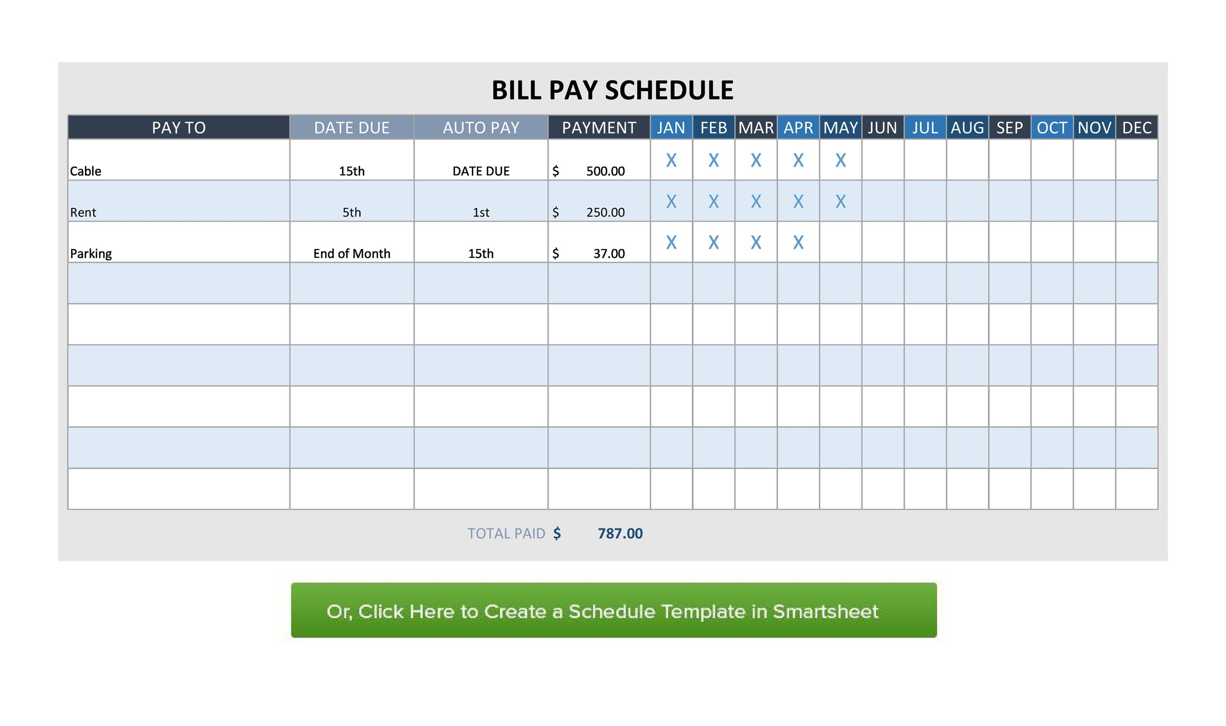 Catch Printable Bill Schedule Monthly