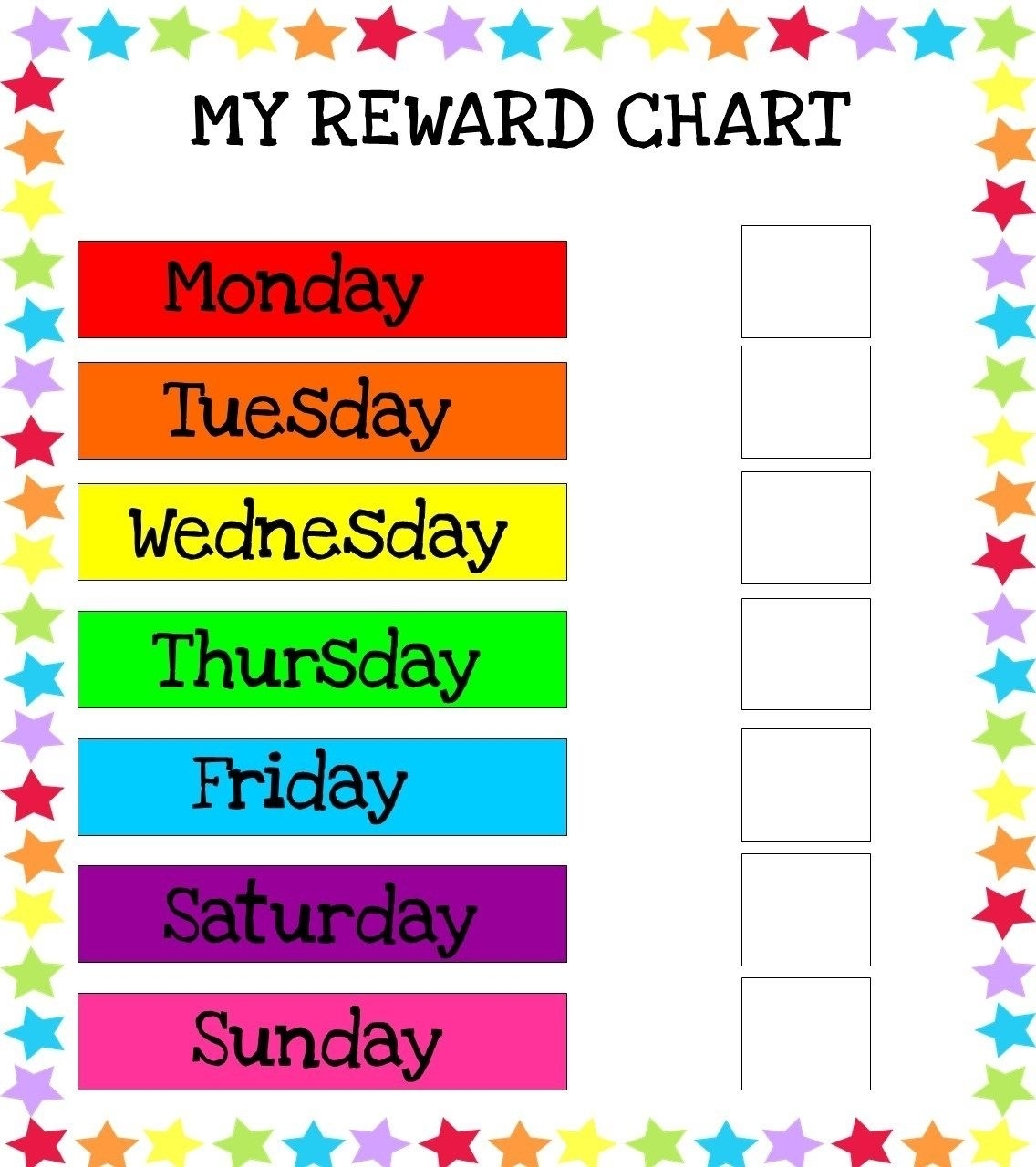 Catch Printable Monday Through Friday Chart