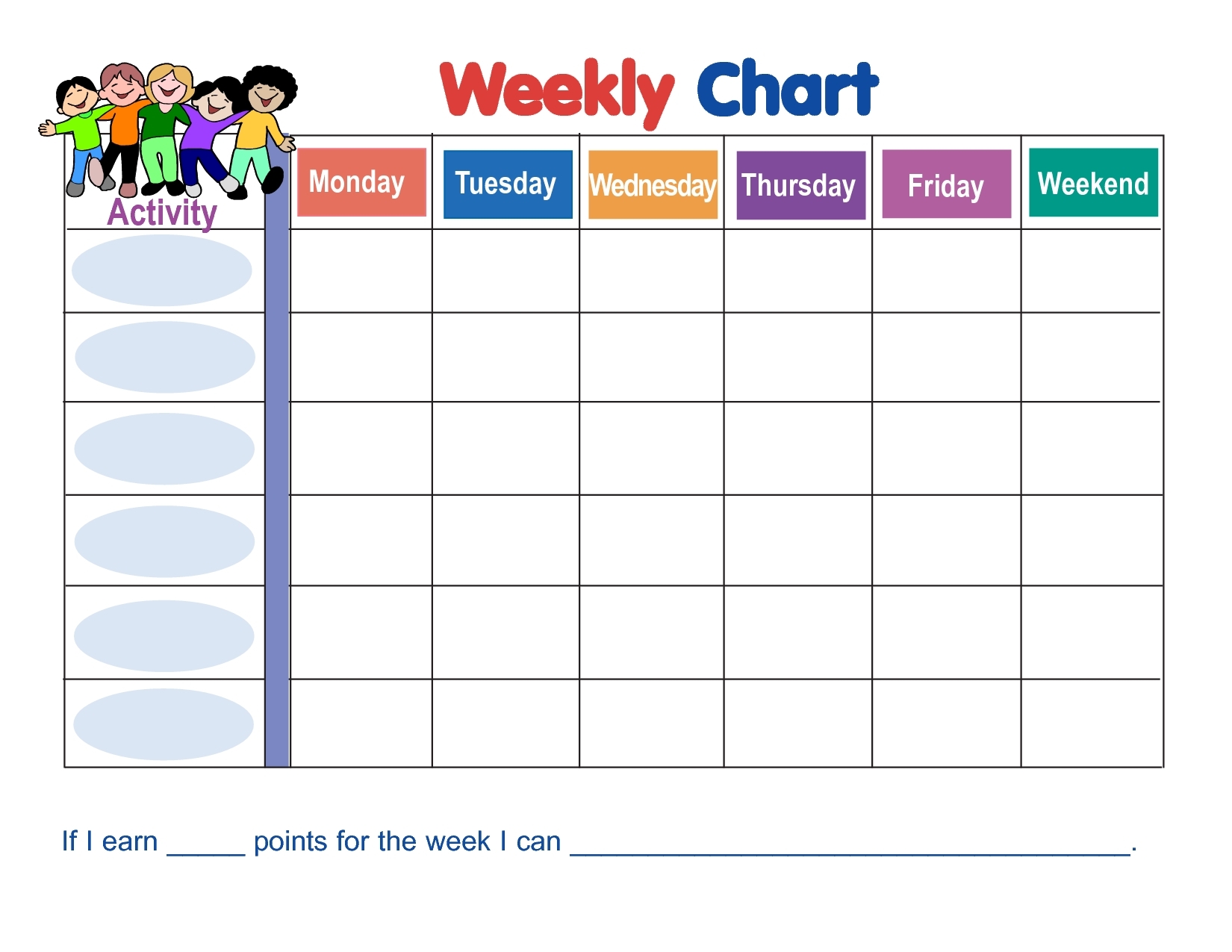 Printable Monday Through Friday Chart  Best Calendar Example