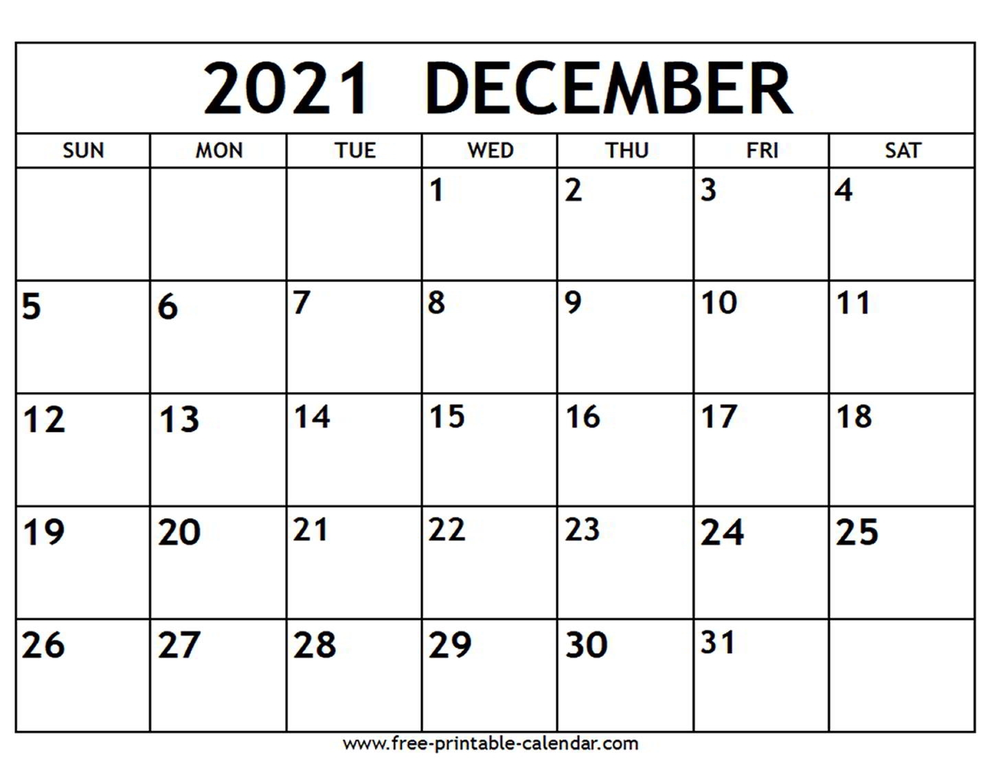 Catch Printable Monthly Calendar December 2021