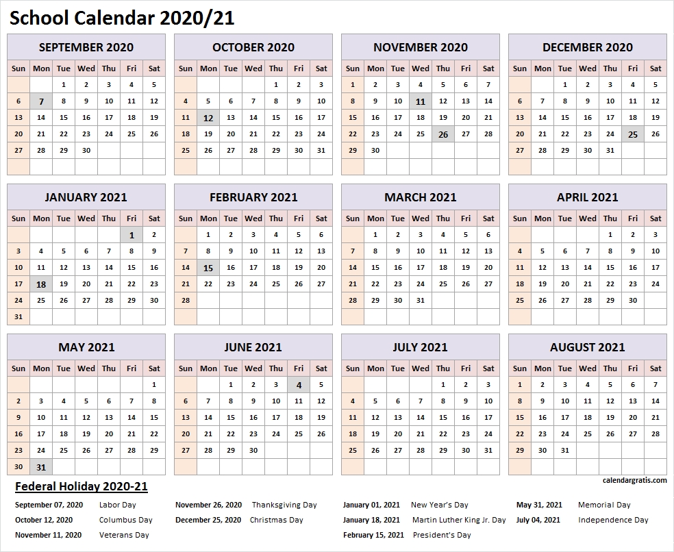 Catch Printable National Calendar 2021