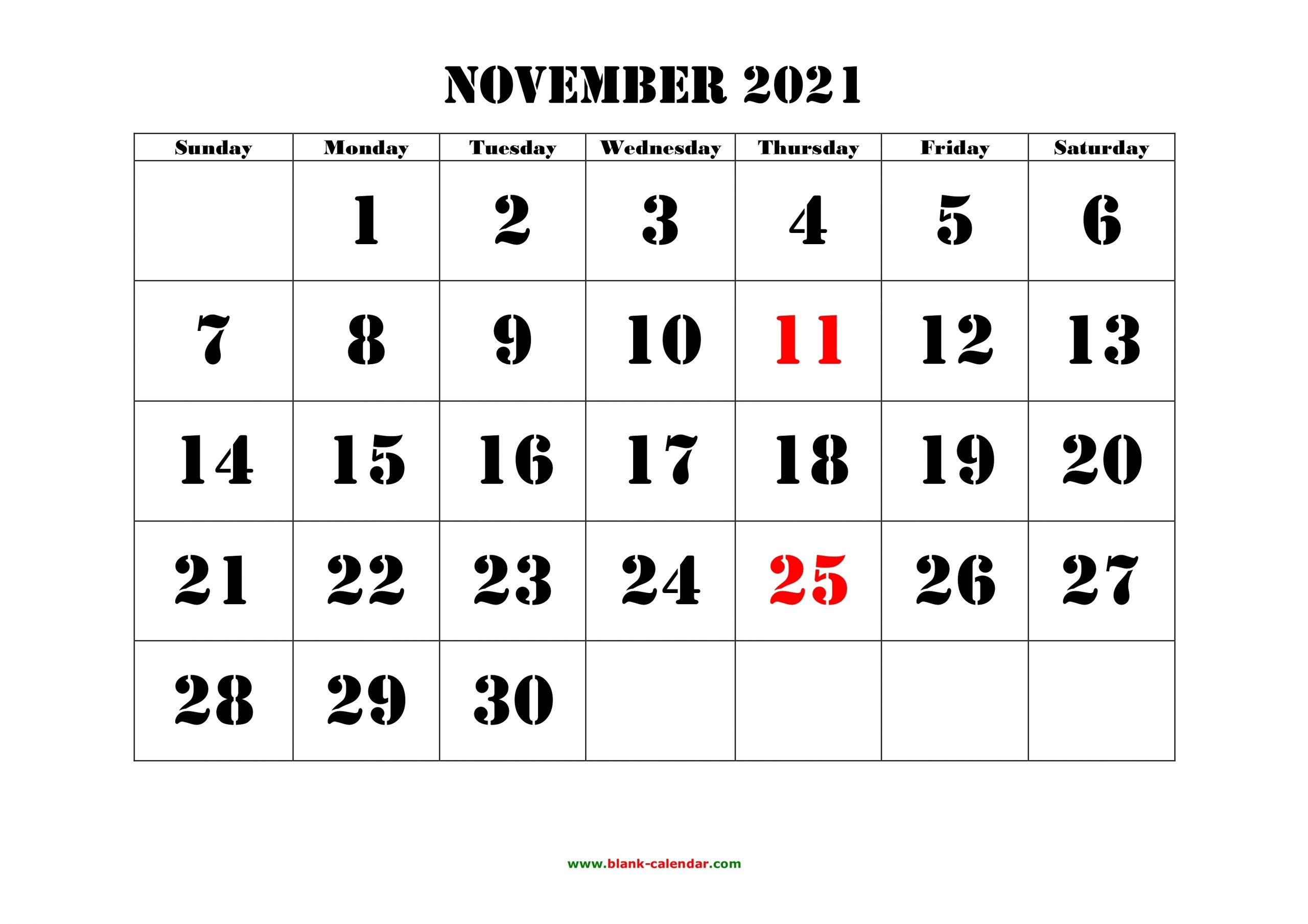 Catch Printable November 2021 Calendar