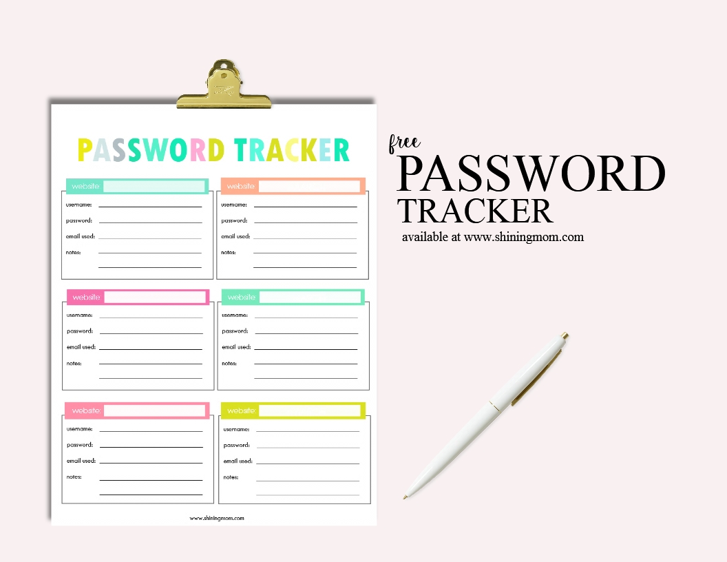Catch Printable Password Tracker Organizer