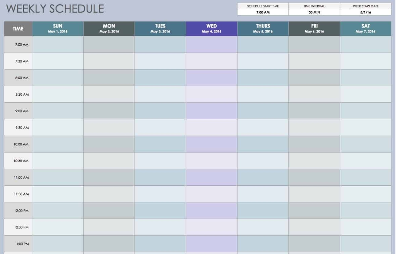 Catch Printable Weekly Schedule With Times