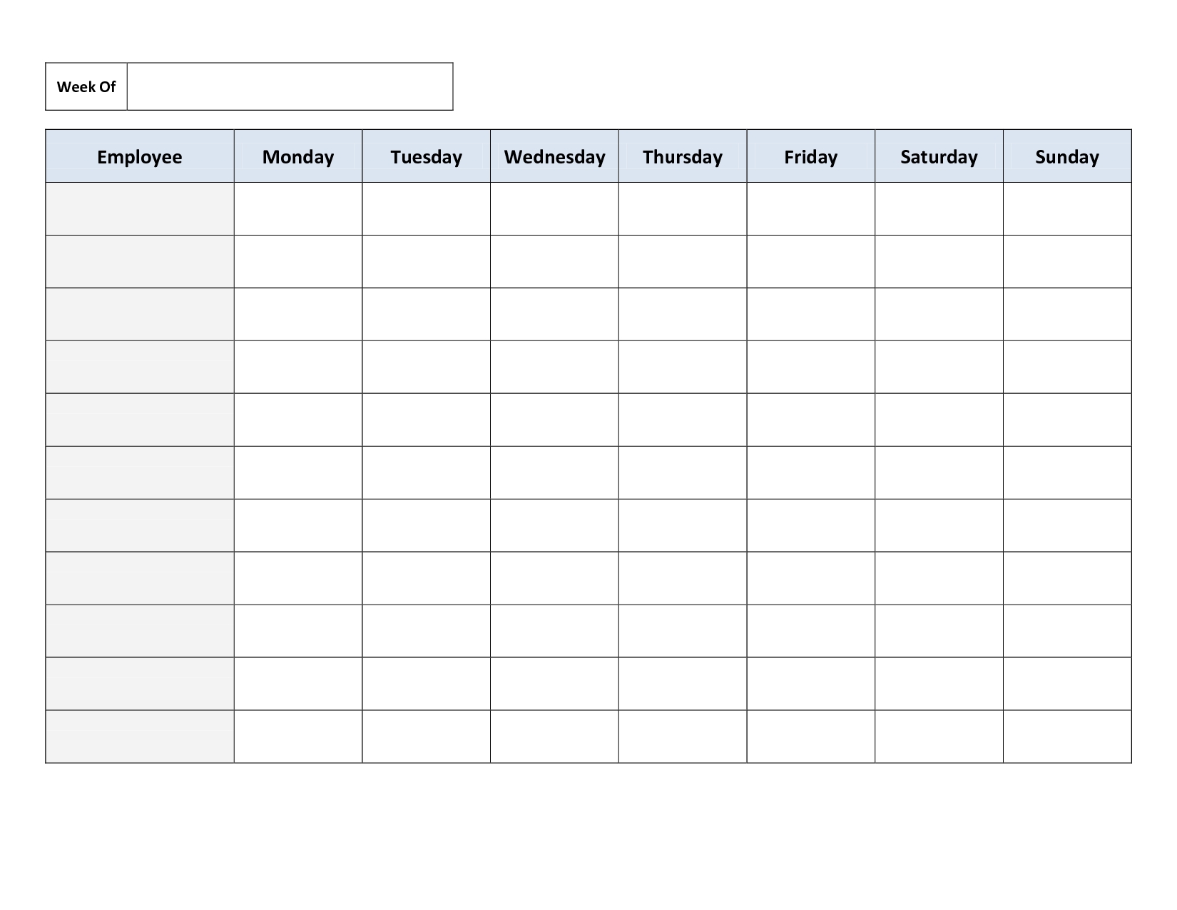 Catch Printable Weekly Work Schedule Templates That Start With Monday
