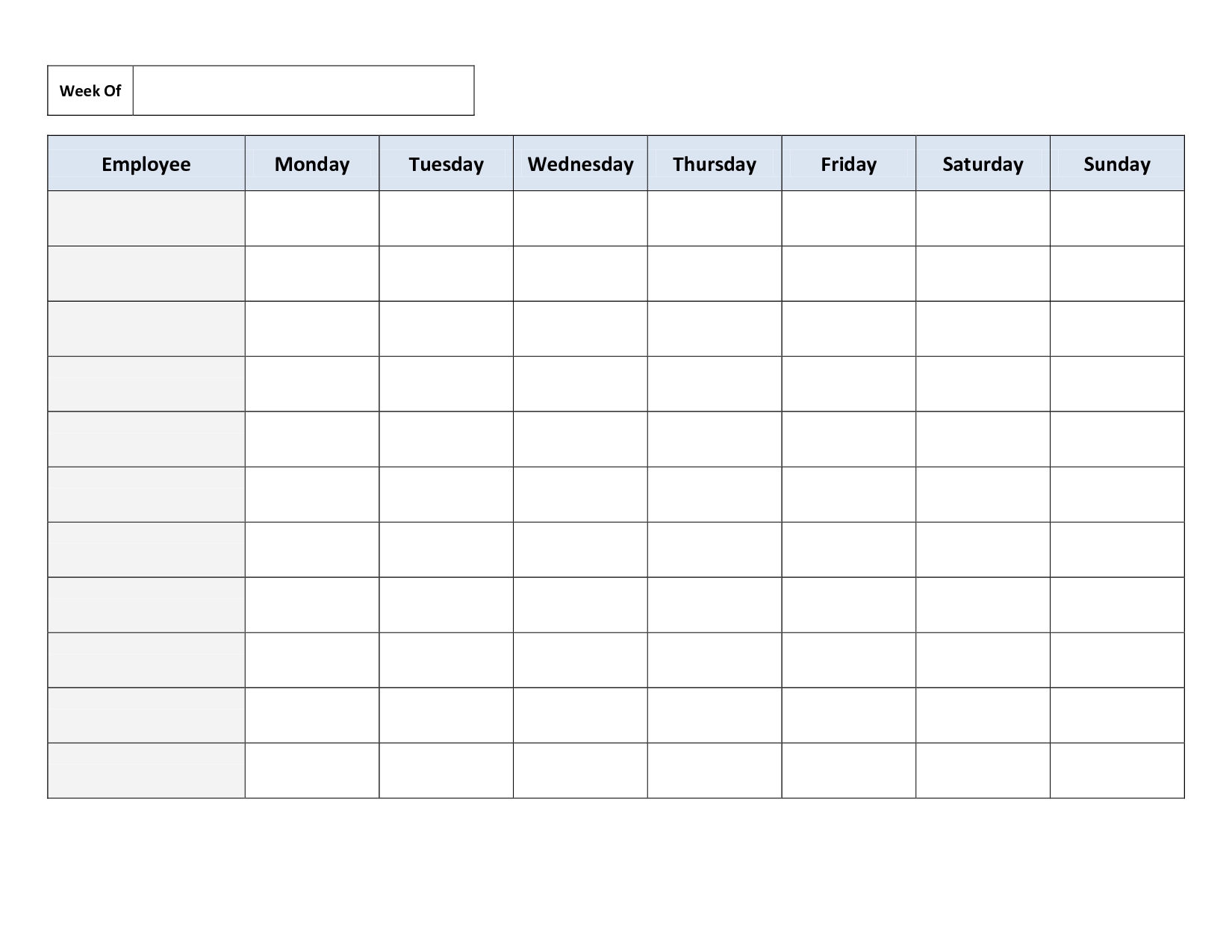 Printable Weekly Work Schedule Templates That Start With Monday Best 