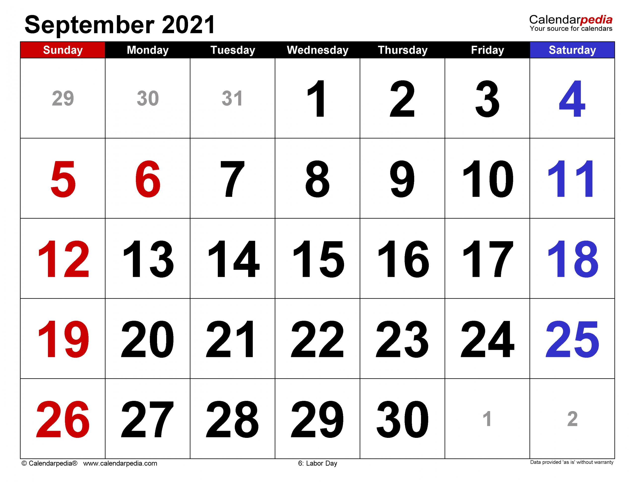 Catch September Calendar 2021 With Holiday
