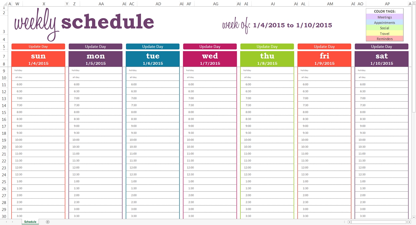 Catch Time Slot Schedule Excel