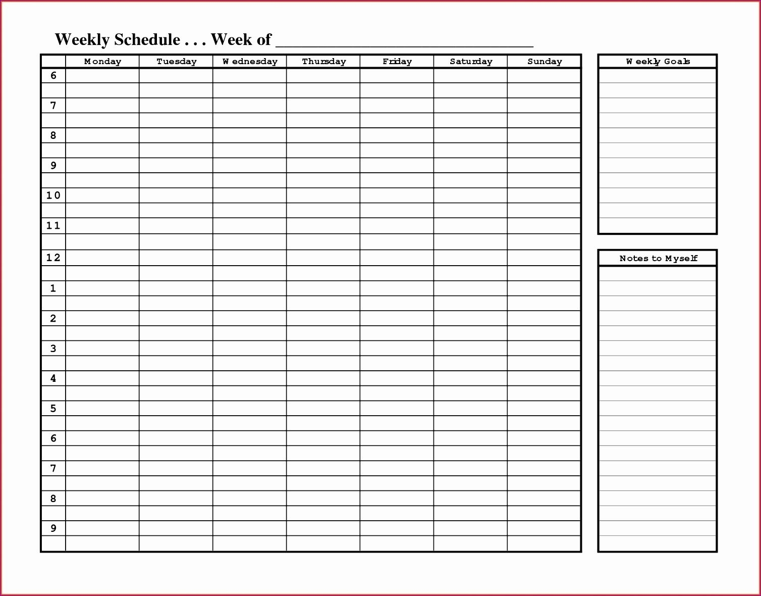 Catch Weekly Appointment Schedule With Time Slots Template Printable