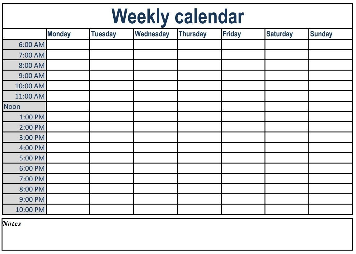 Catch Weekly Calendar With Times