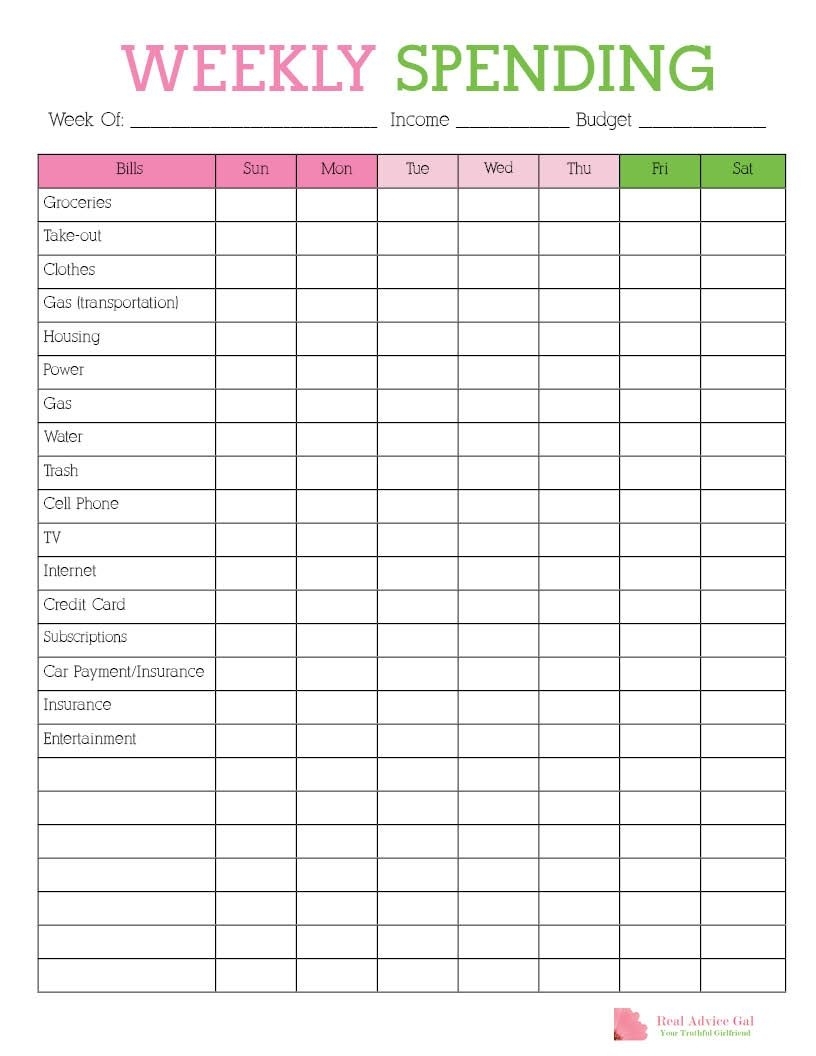 Catch Weekly Payments Worksheets