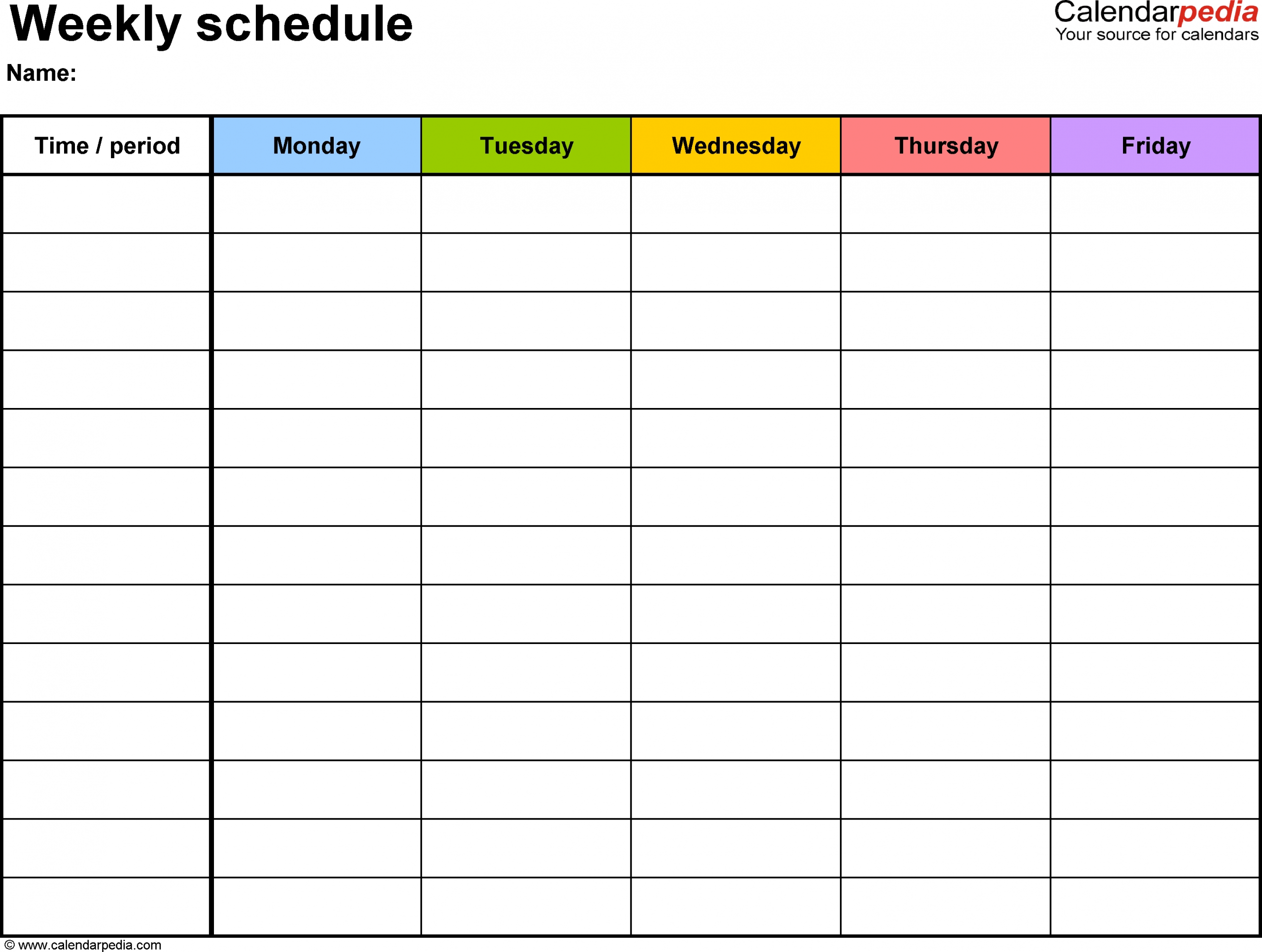Catch Weekly Schedule Printable