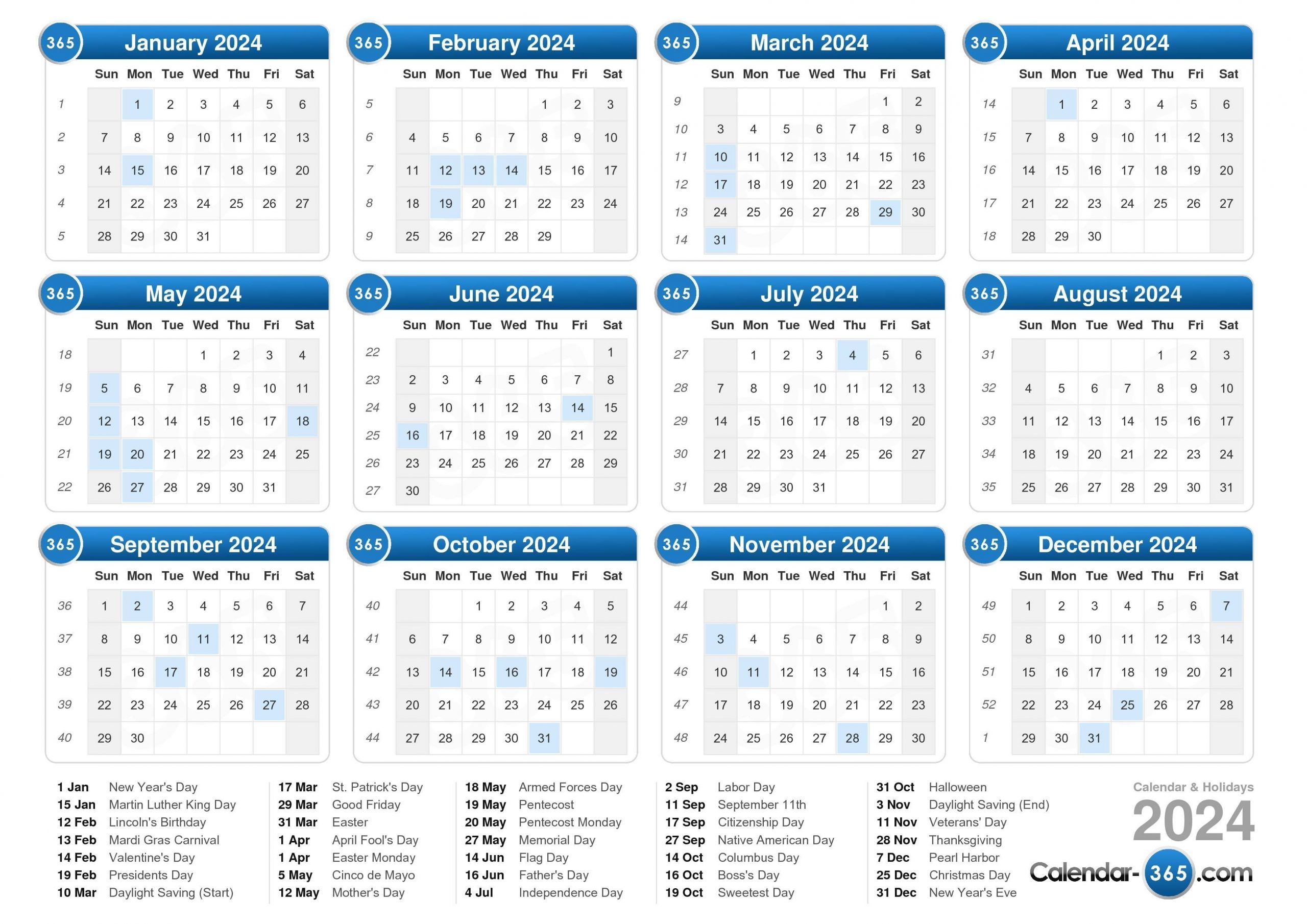 Pick Year Overview 2021 Thru 2024 | Best Calendar Example