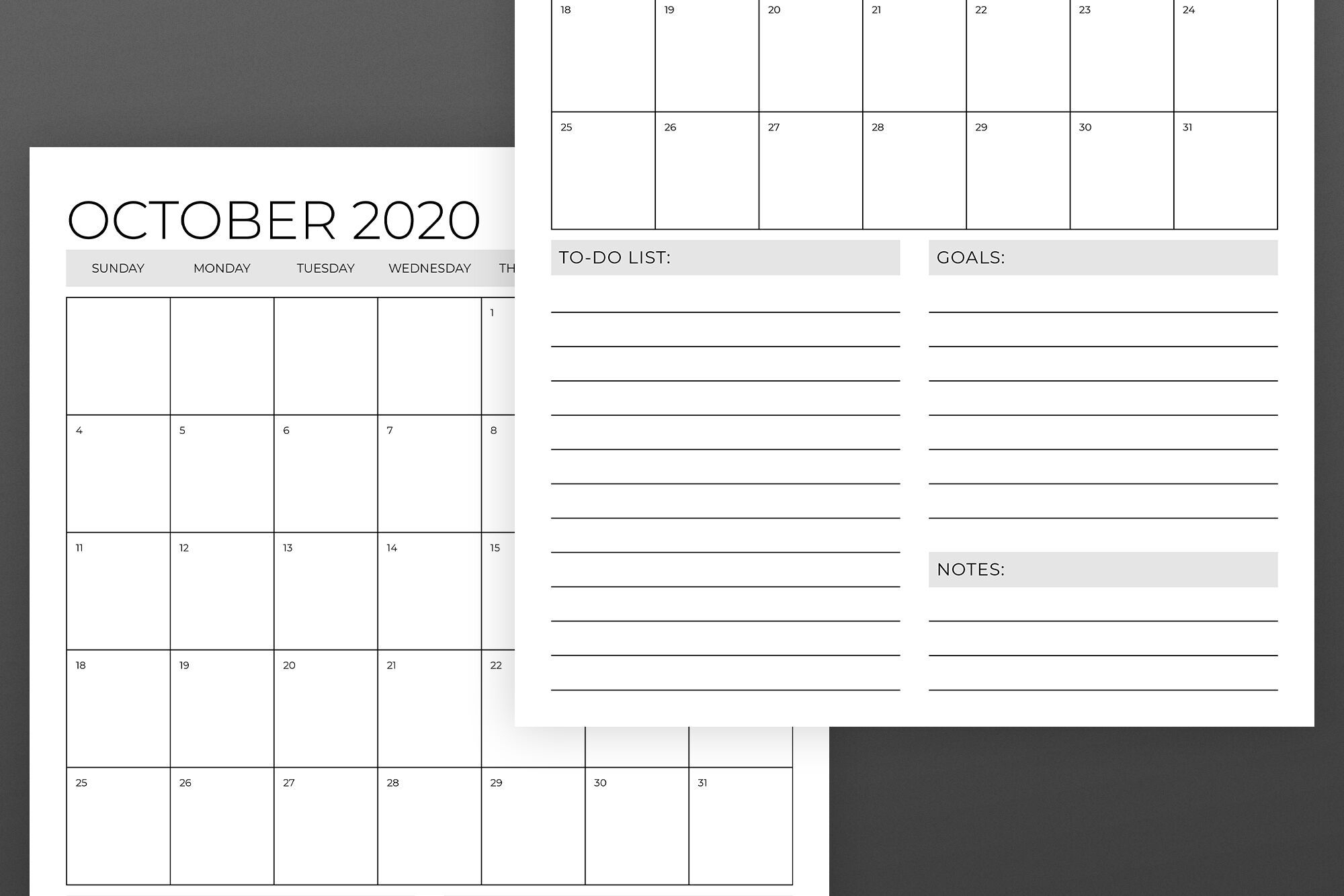 Collect 11X17 Monthly Calendar Printable