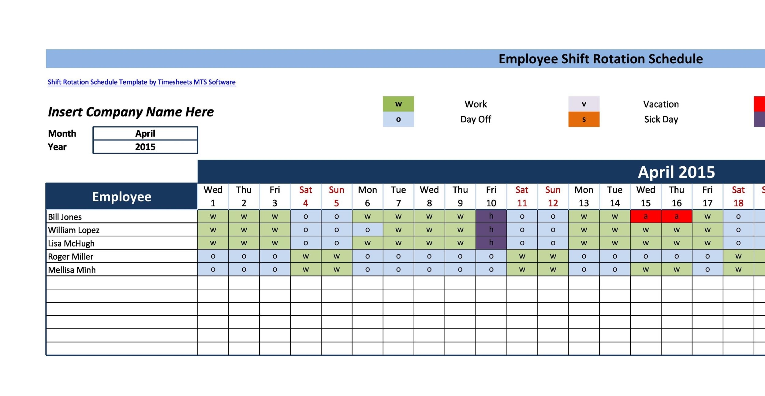 Collect 12 Hour Shift Templates