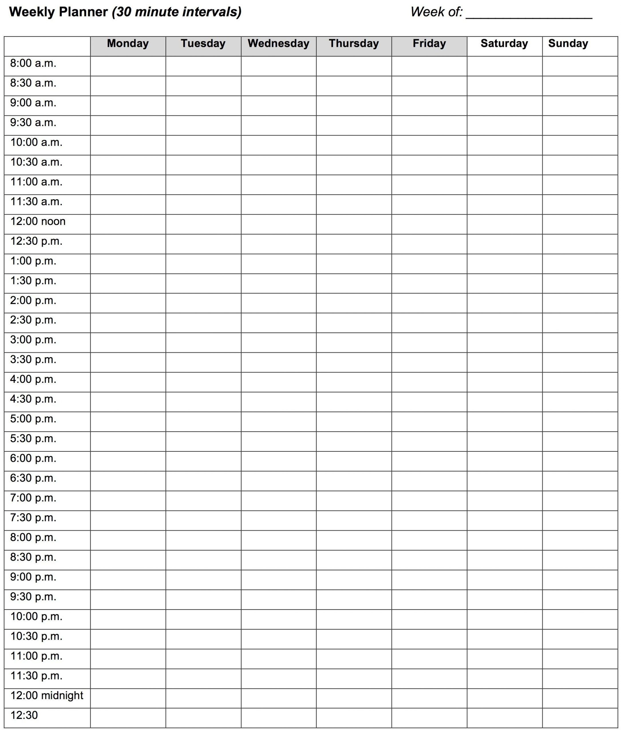 15 Minute Increment Log Best Calendar Example