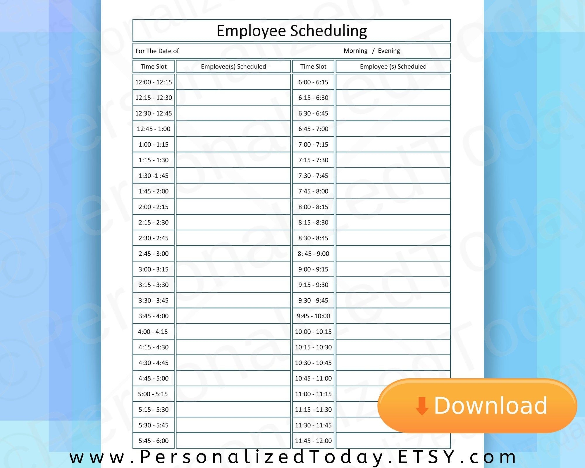 Collect 15 Minute Schedule Pdf