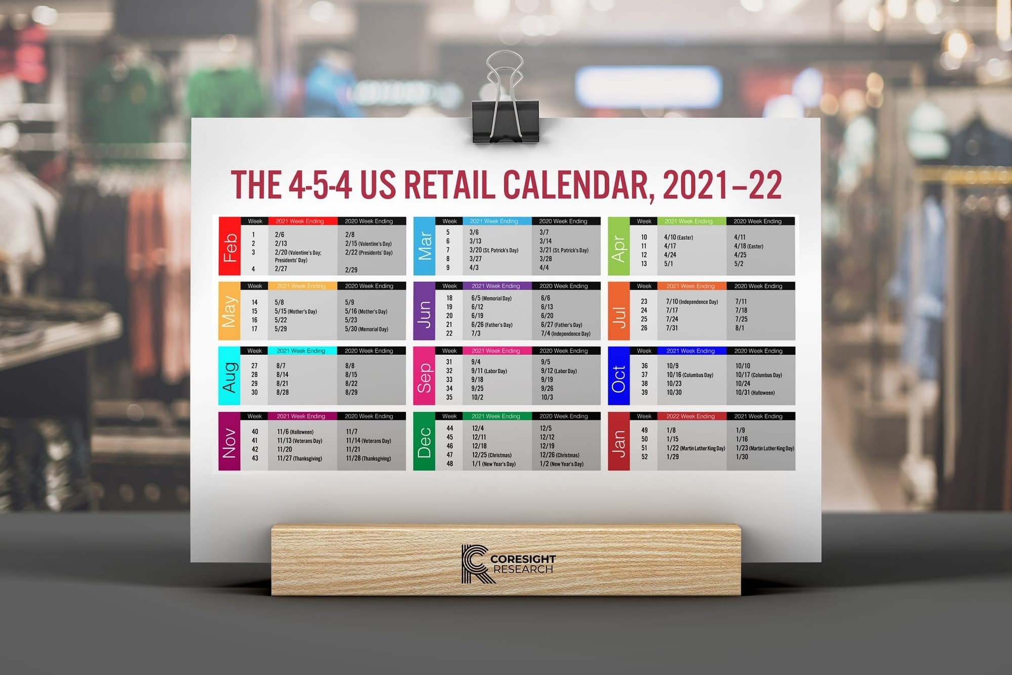 Collect 2021 454 Retail Calendar