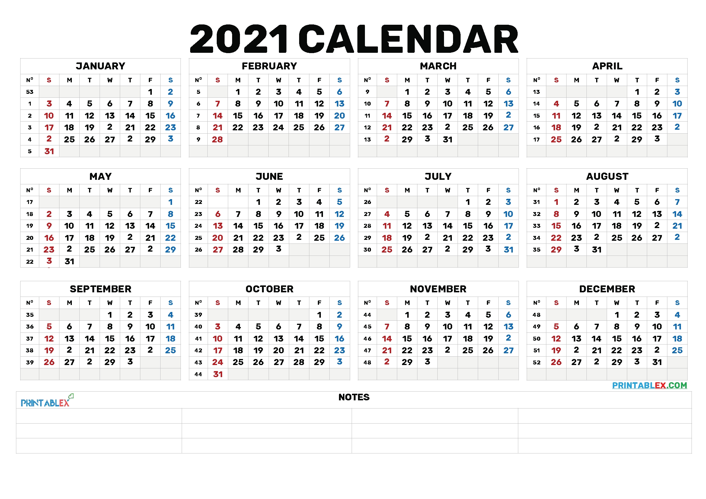 Collect 2021 Annual Calendar