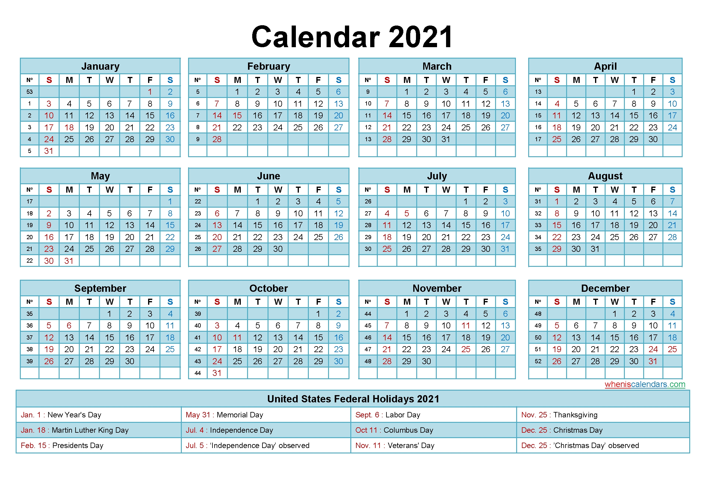 Collect 2021 Financial Calendar With Week Numbers