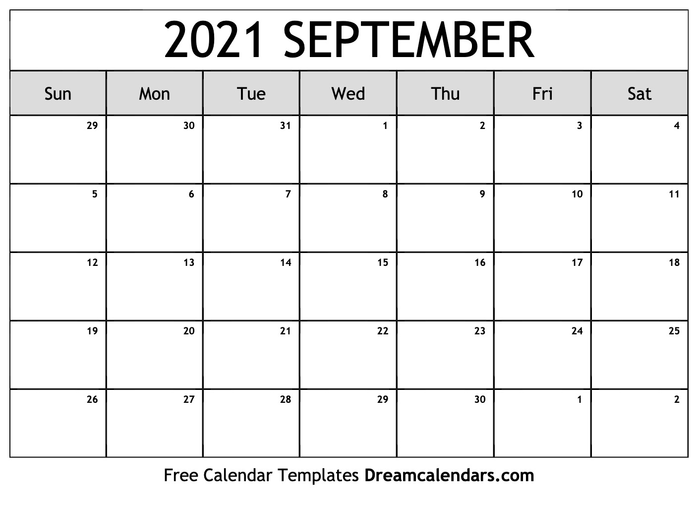 Collect 2021 Free Printable September Calendar