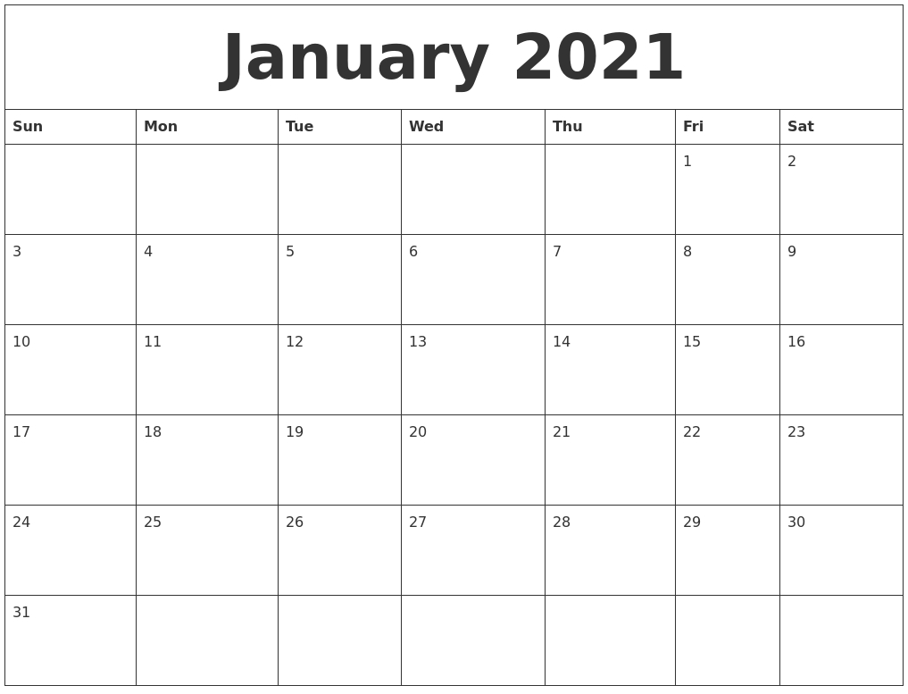 Collect 2021 Printable Calendar Free