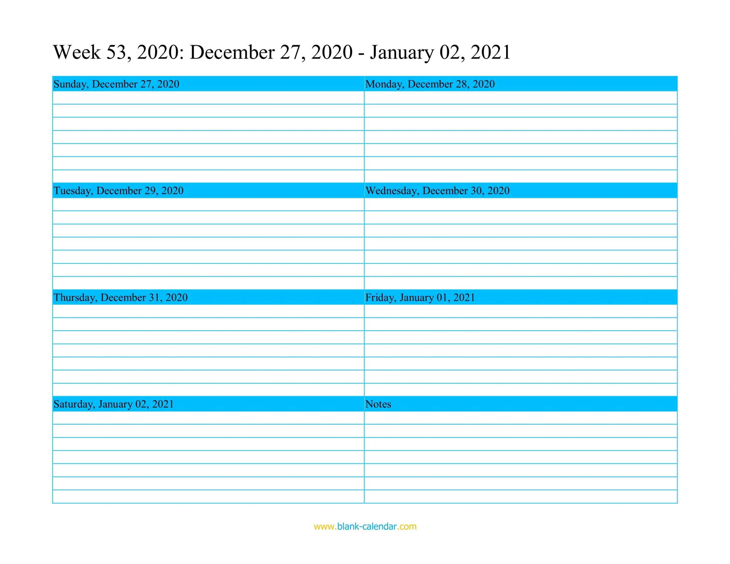 Collect 2021 Weekly Calendar