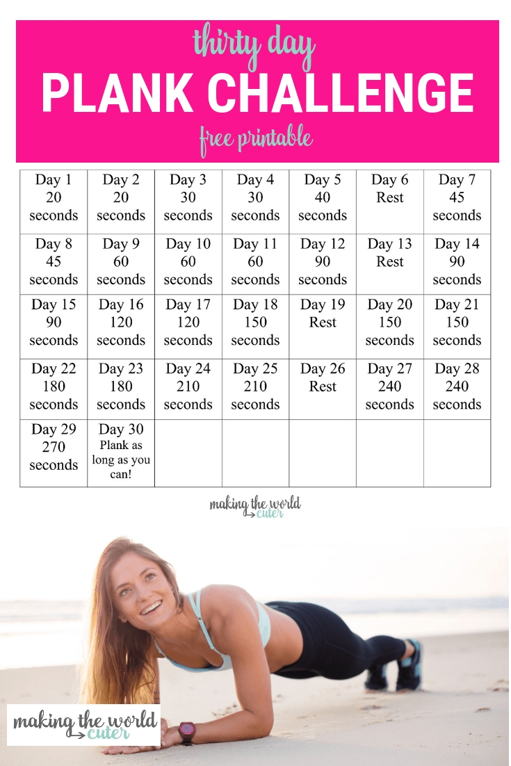 Collect 30 Day Fitness Challenges Printable Charts