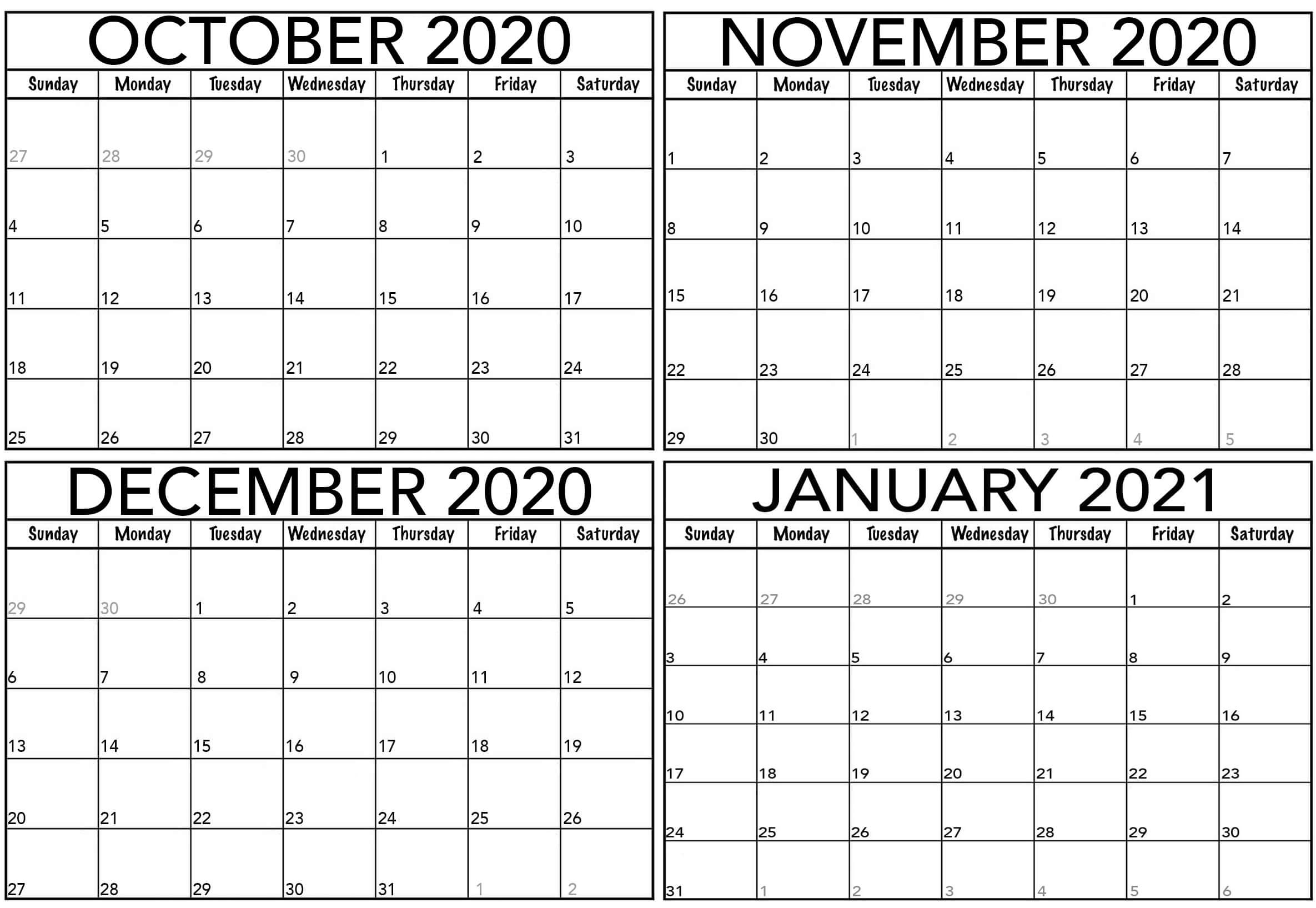 4 Month Printable Calendar 2021 Best Calendar Example