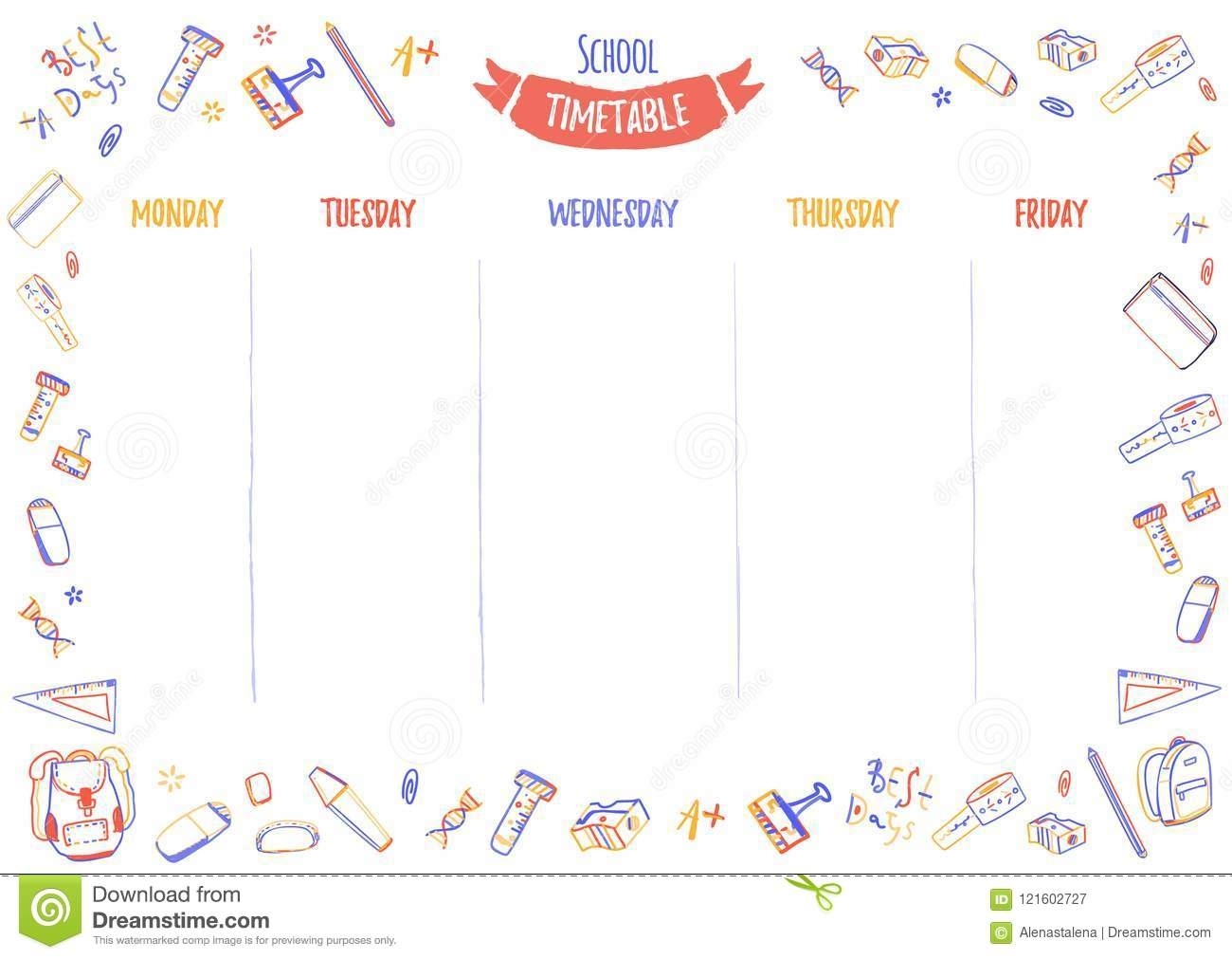Collect 5 Day School Timetable