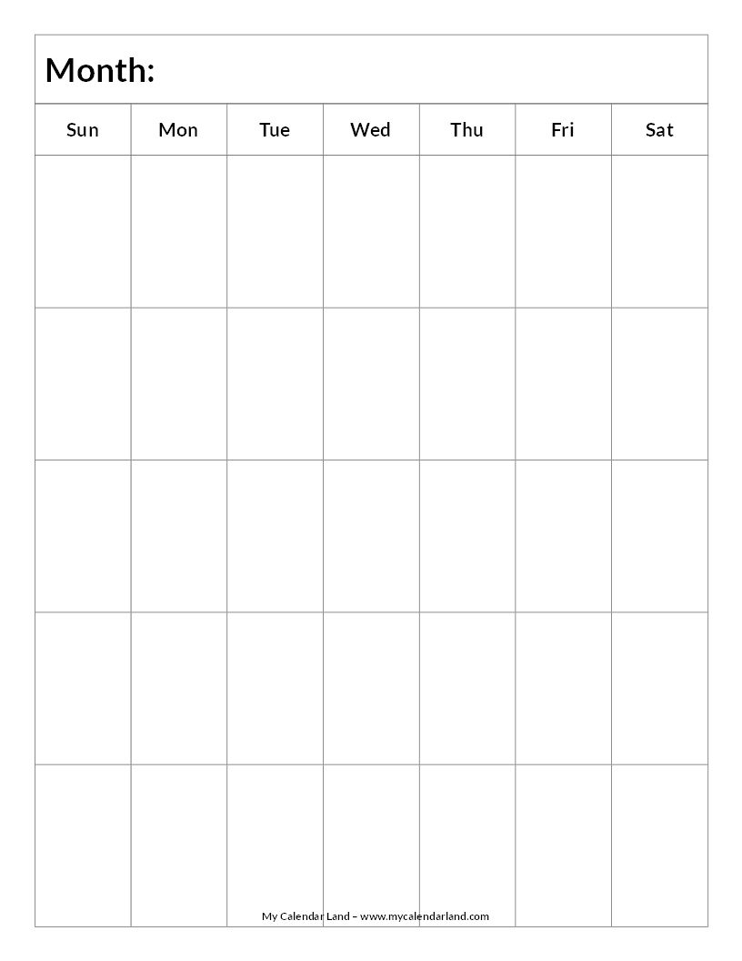 Collect 5 Month Blank Calendar
