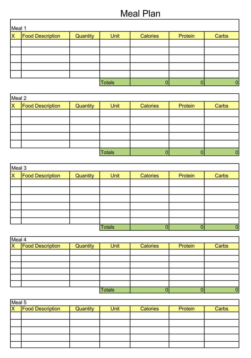 Collect 5 Week Rotating Meal Plan Template