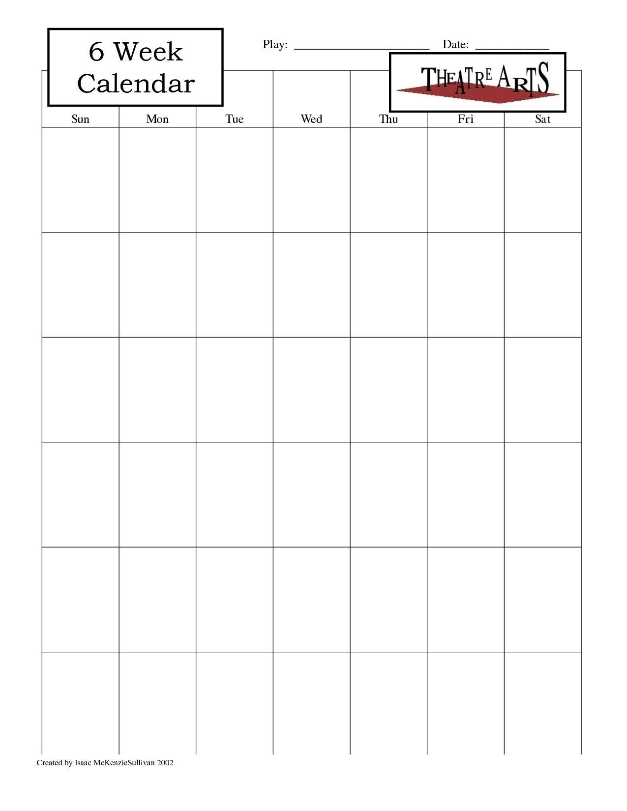 Collect 6 Week Blank Schedule Template