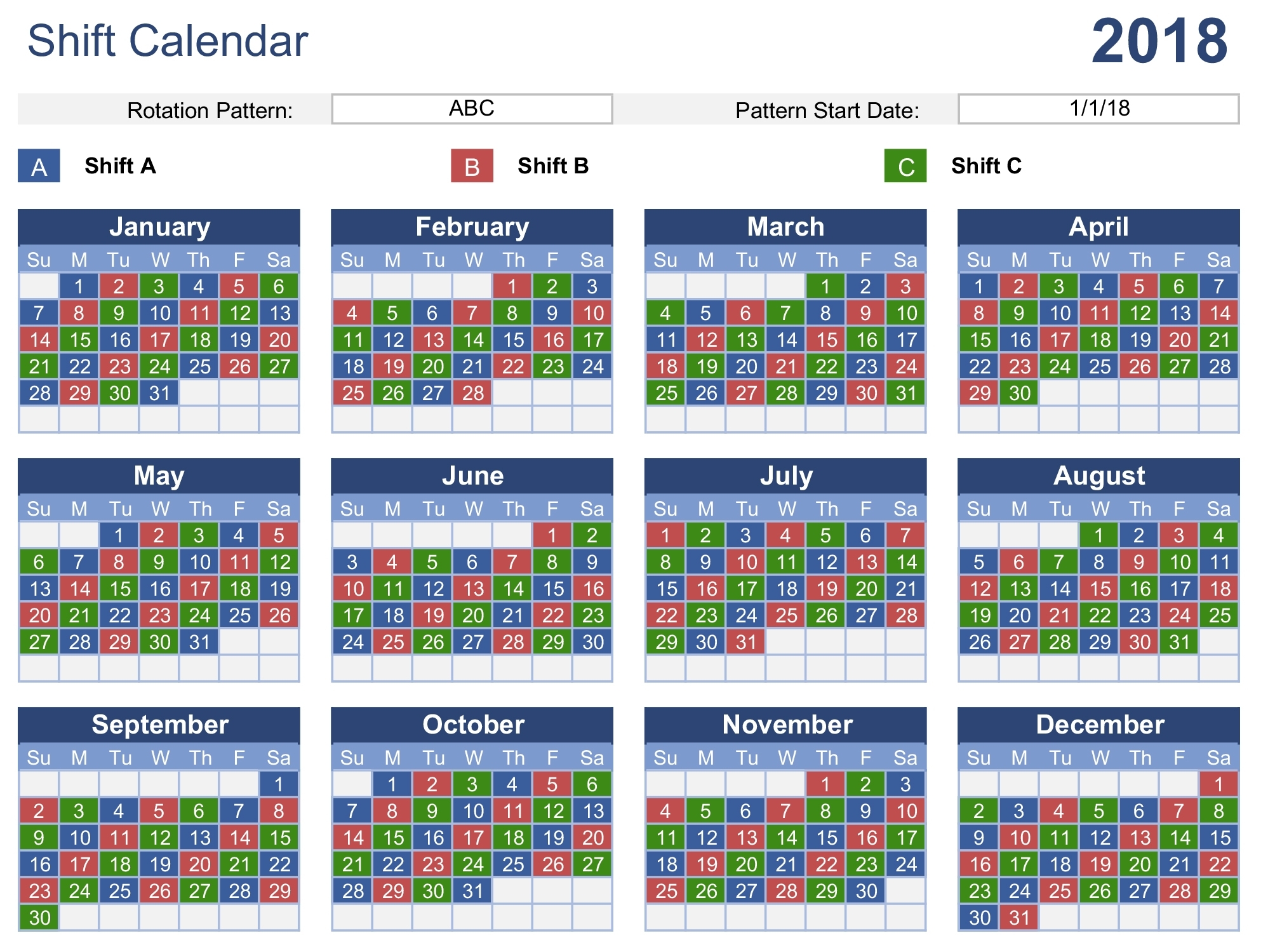Collect A B C Shift Schedule Best Calendar Example