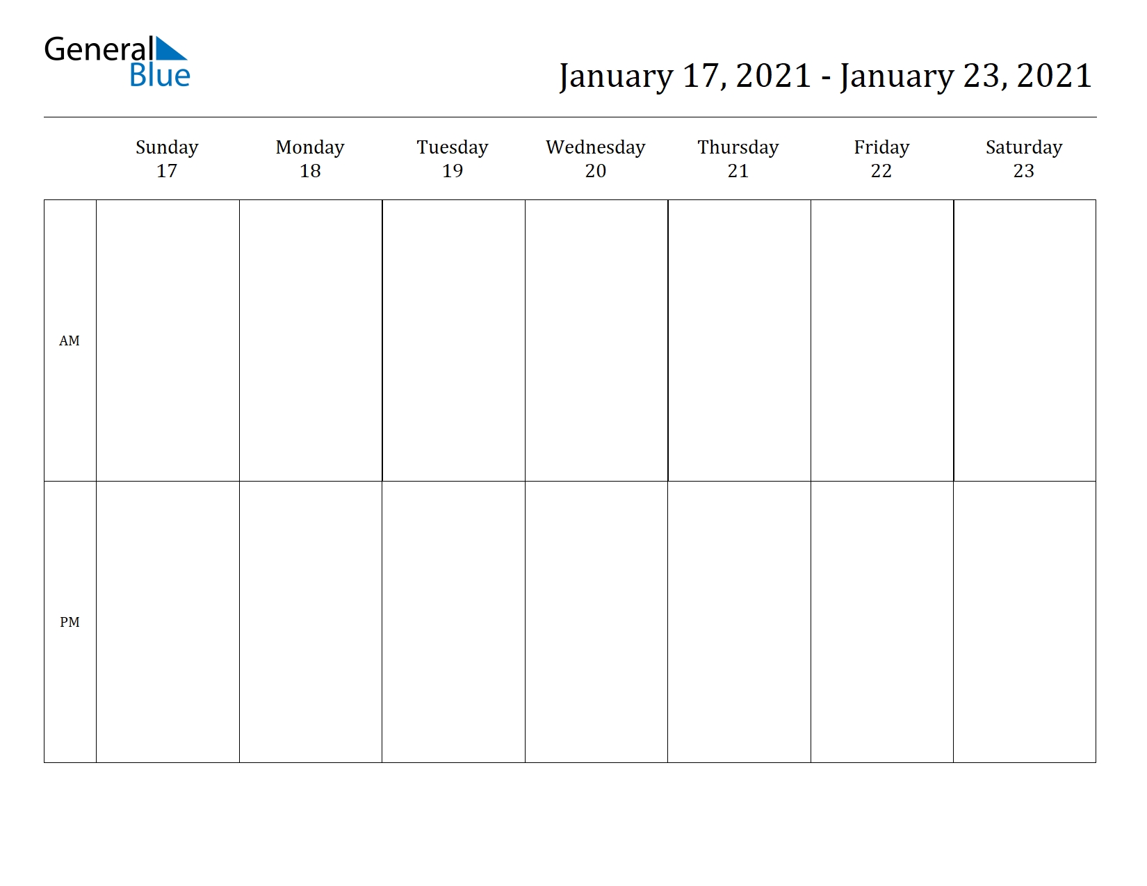 Collect Am Pm Weekly Calendar