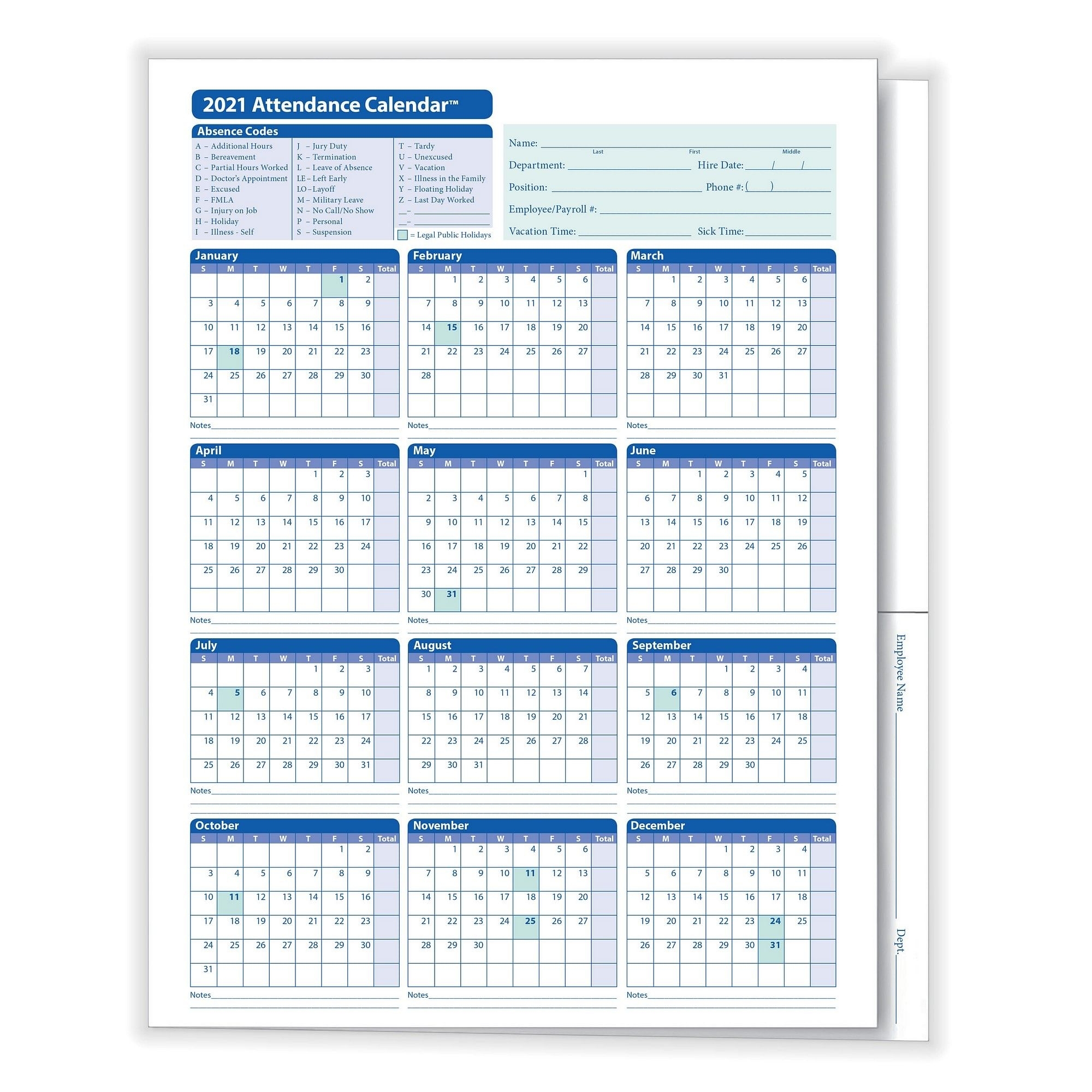 Collect Attendance Calendar 2021 - Best Calendar Example