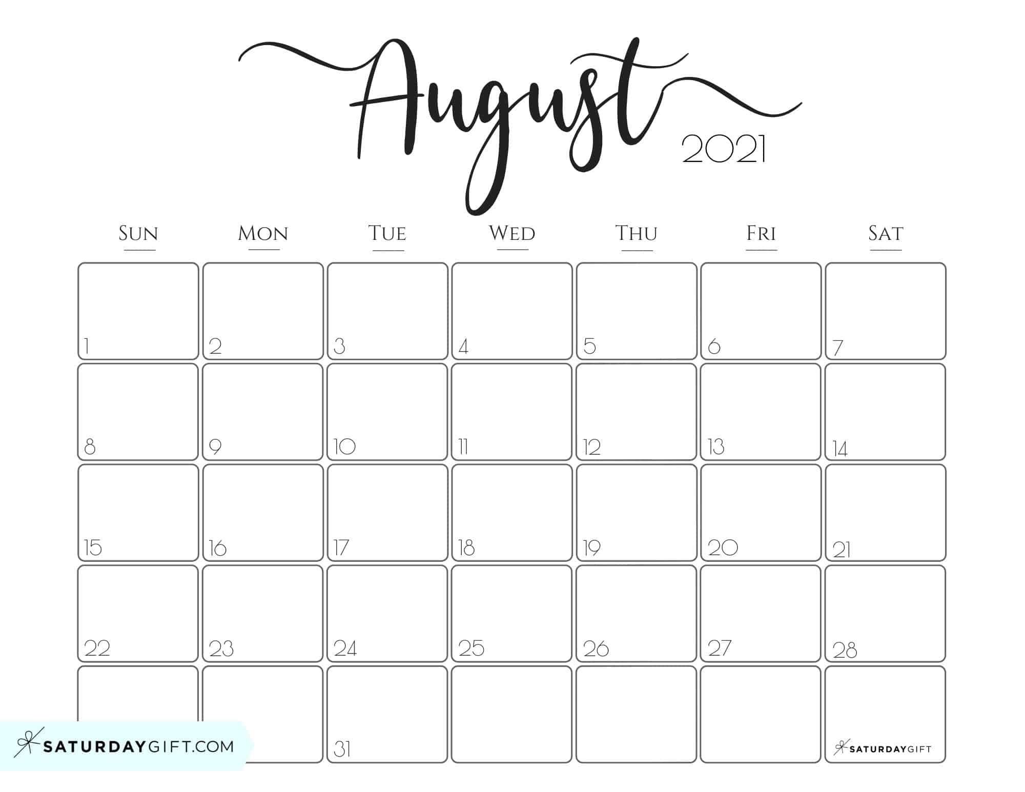 Collect August 2021 Calendar Printable Template