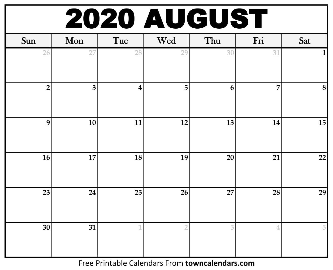 Collect August Calendar Print Out
