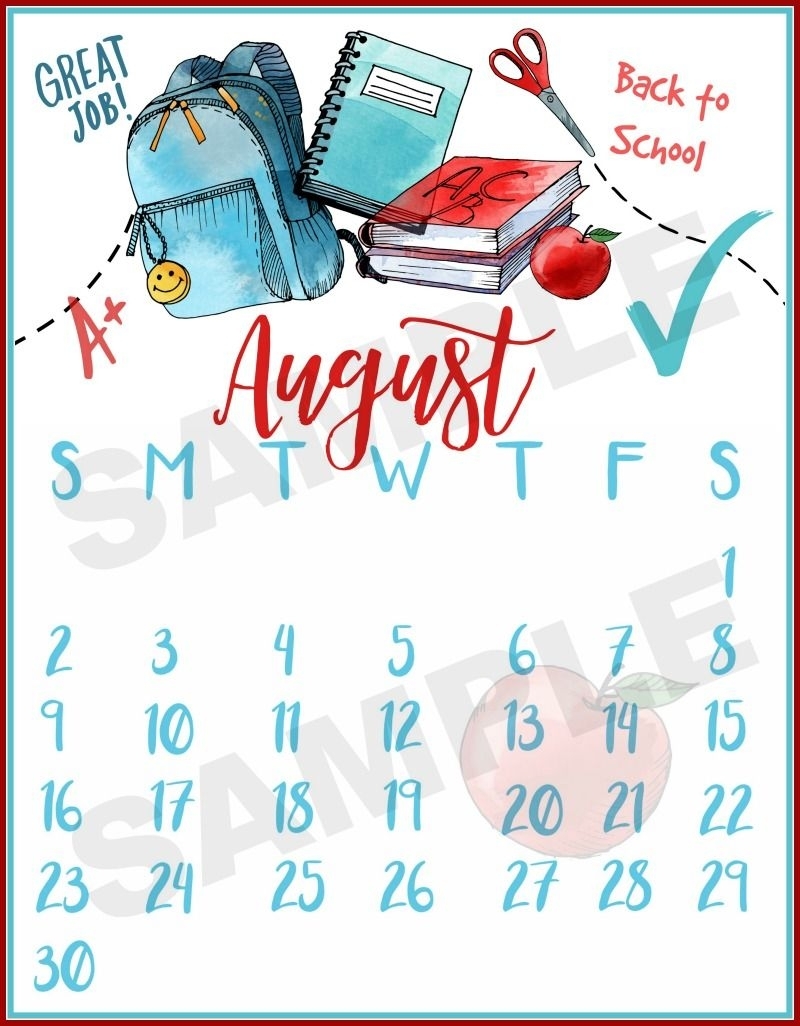 Collect Back To School August Calander