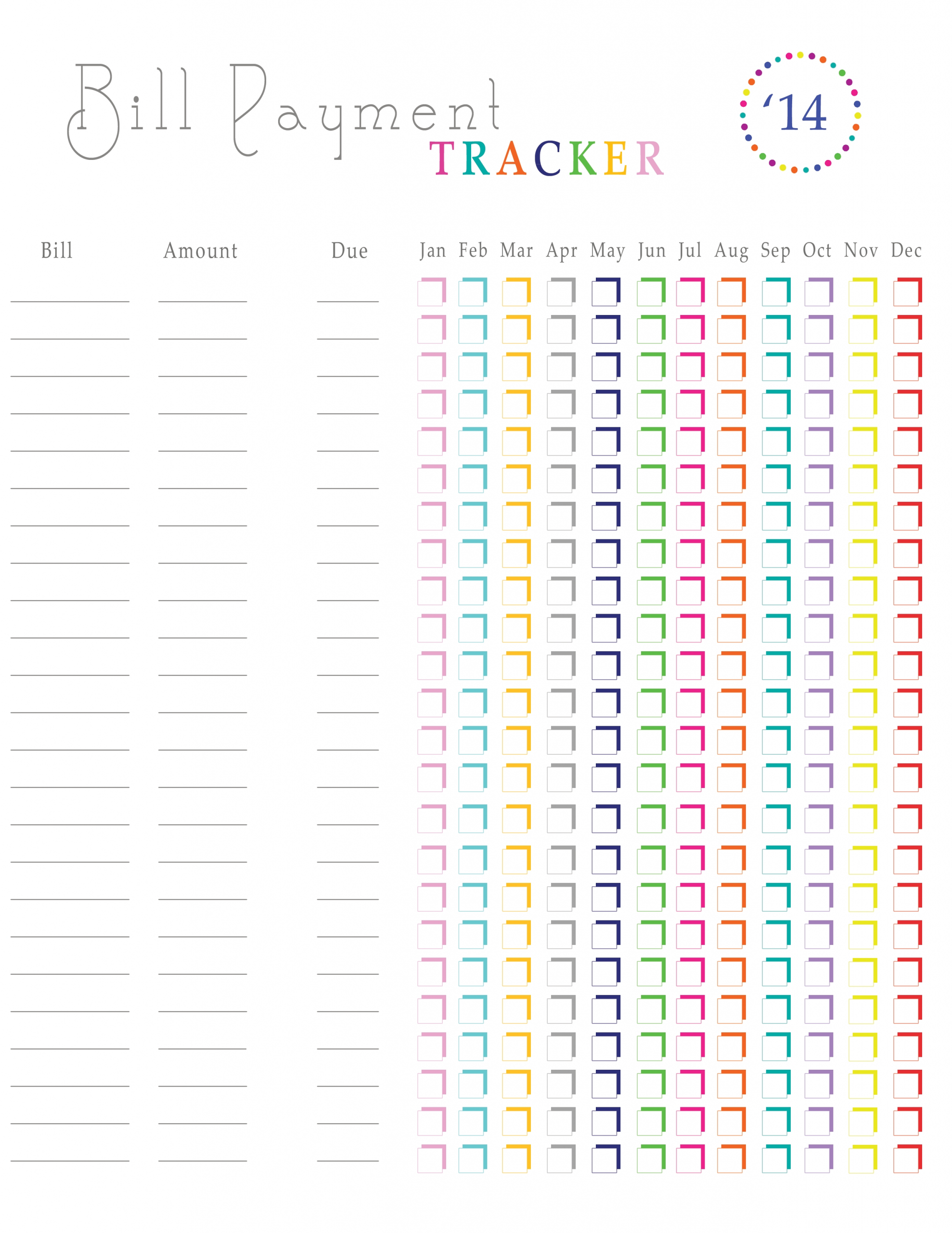 Collect Bill Pay Worksheet