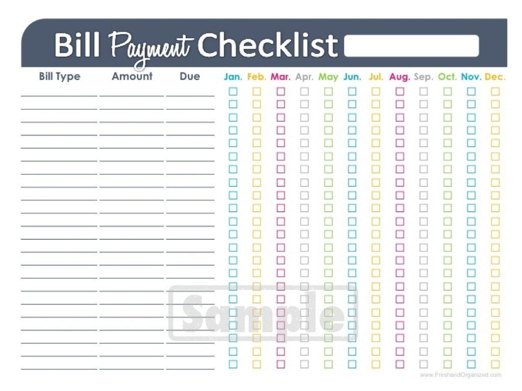 Collect Bill Paying Worksheet