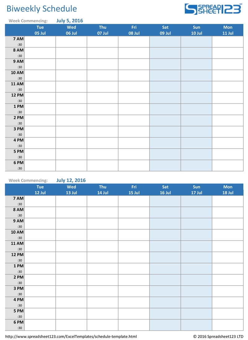 Collect Blank 12 Hour Schedule