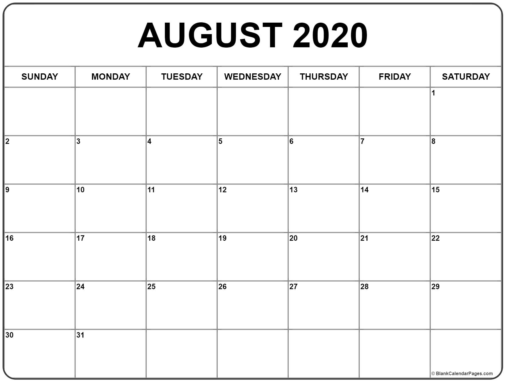 Collect Blank 31 Day Calendar Printable