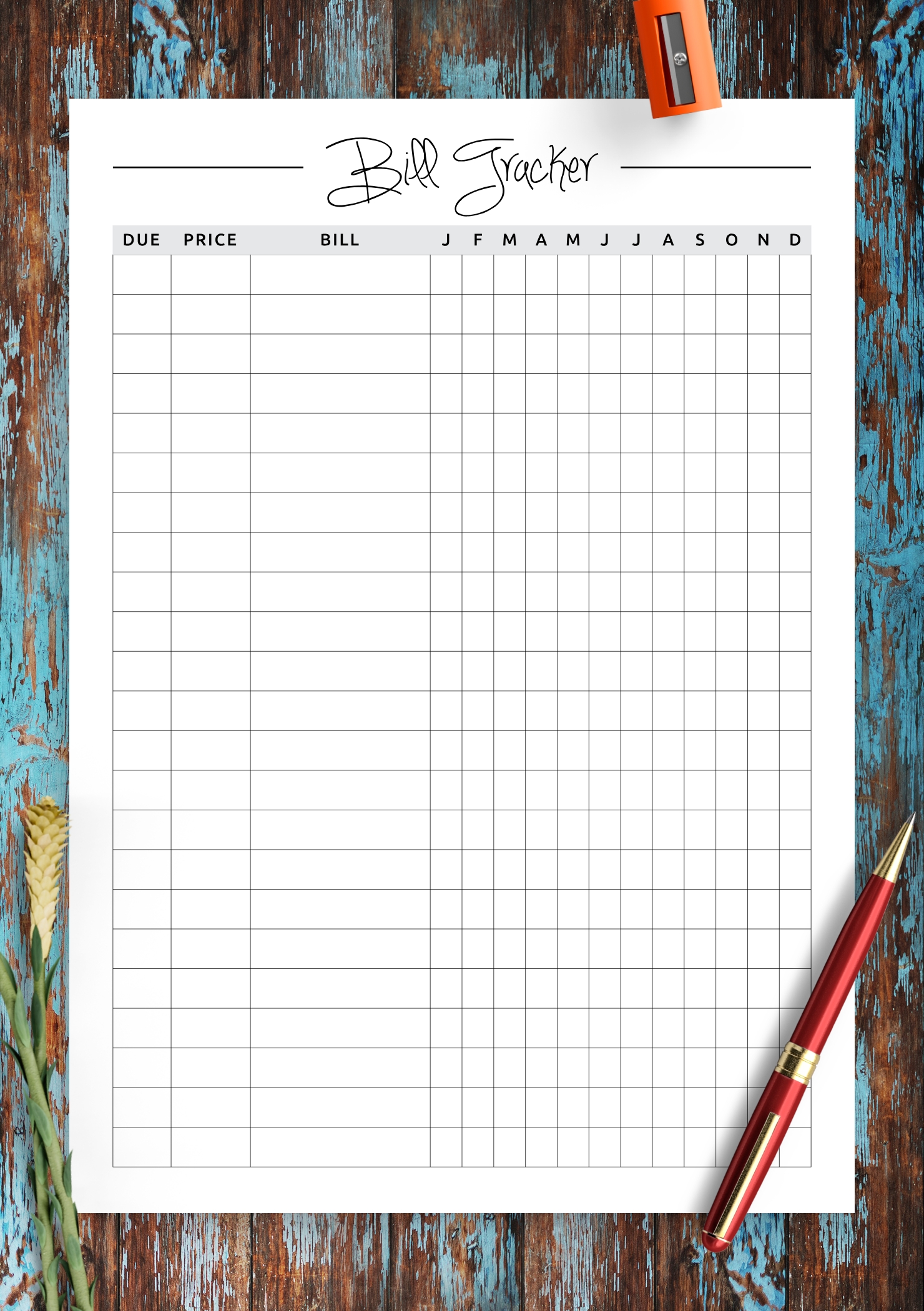 Collect Blank Bill Calendar Printable